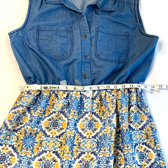 Speed Control sleeveless denim top w/ flowy peasant boho pattern bottom dress - Picture 11 of 12